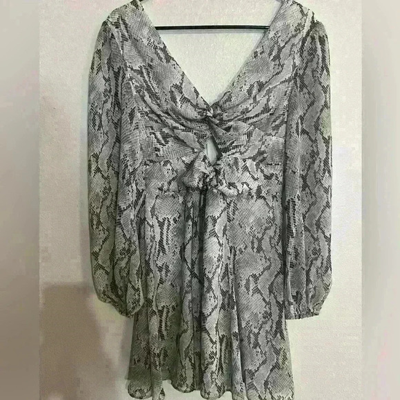Express Snakeskin Print Long Sleeve Dress - Picture 1 of 4